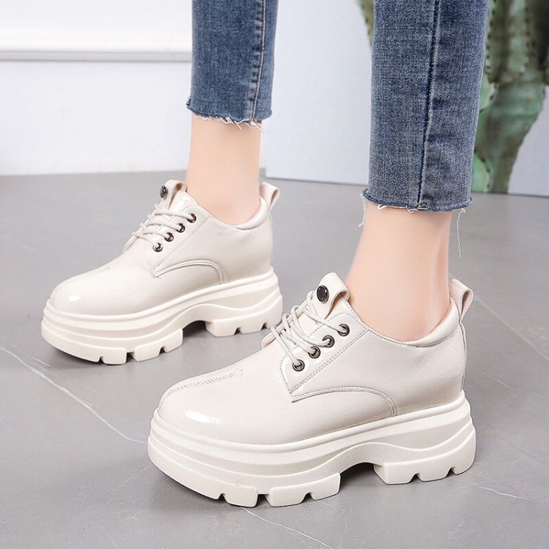 Cortex à lacets baskets chaussures vulcanisées dames chaussures de marche chaussures plates respirantes augmenter chaussures imperméables E15-26