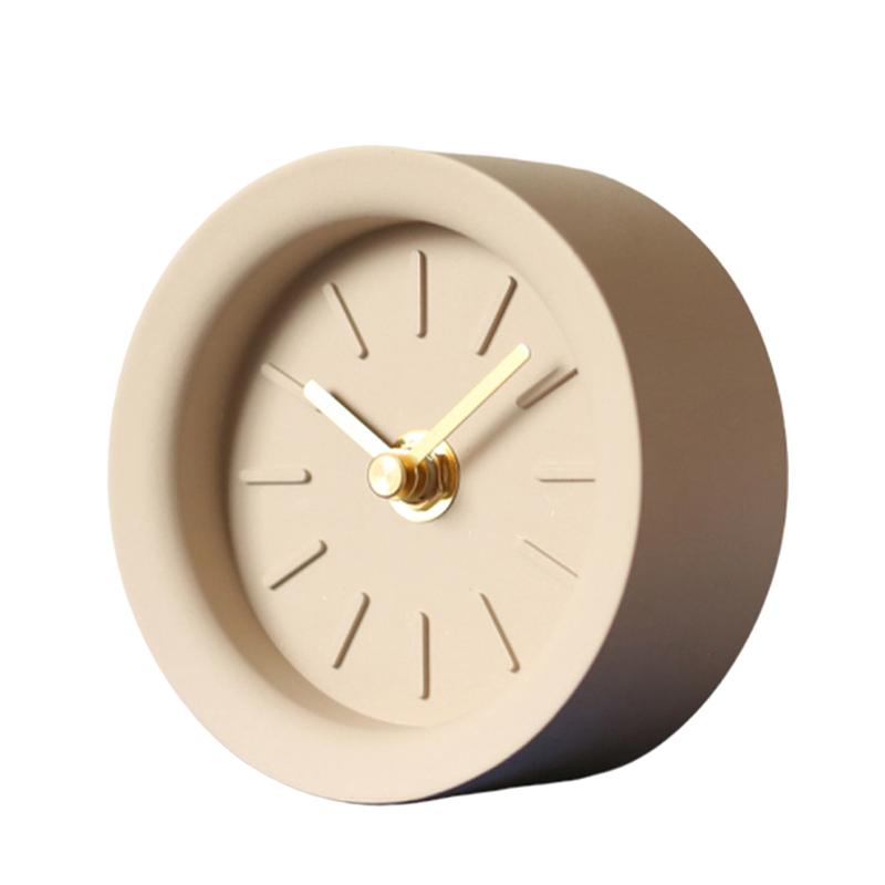 1pc bordur skrivebordsur industriel stil messing pointer husholdningsur uden batteri: Lysebrun