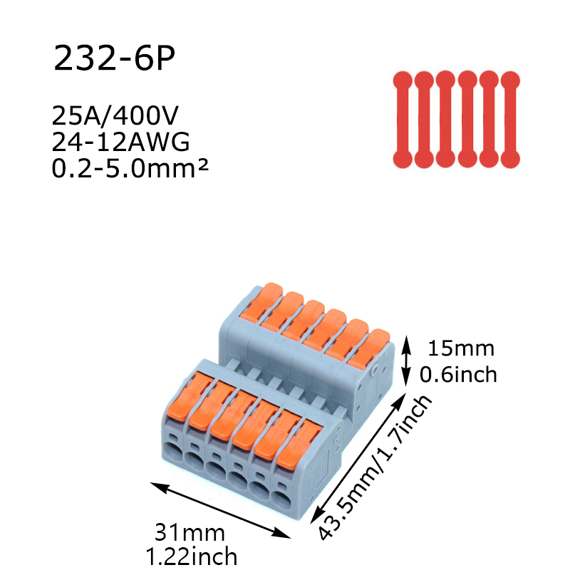 10PCS Wire Connector Universal Compact Splitter Lamp Wiring Cable Connector Docking Plug-in Quick Conductor Terminal Block: Red