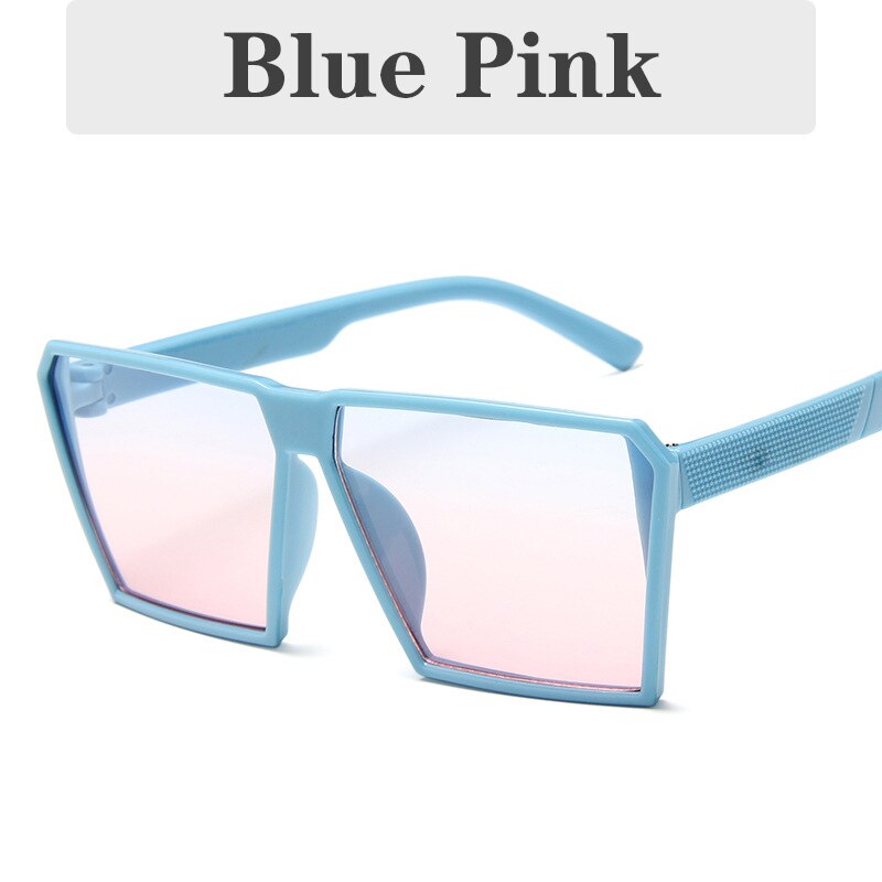Higodoy overdimensionerede vintage børn firkantede solbriller til drenge retro beskyttelsesbriller børn solbriller til piger anti -uv400 beskyttelse gafas: Blå lyserød