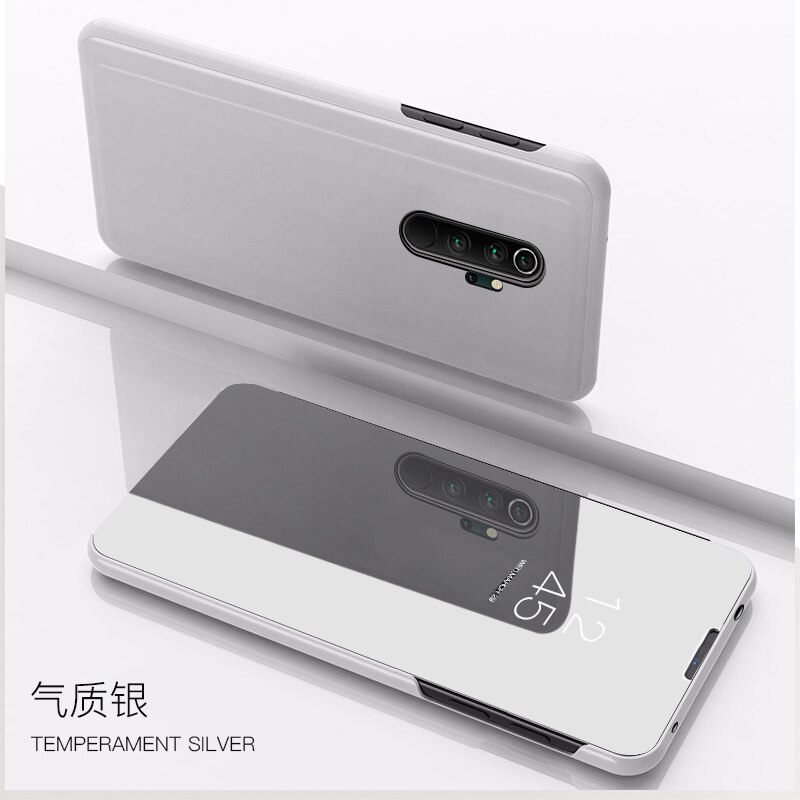 Smart Mirror View Flip Phone Case For Xiaomi Redmi Note 8T Note 8 Pro PU Leather Stand Cover For Redmi 8 8A Protective Shell: For Redmi Note 8T / silver