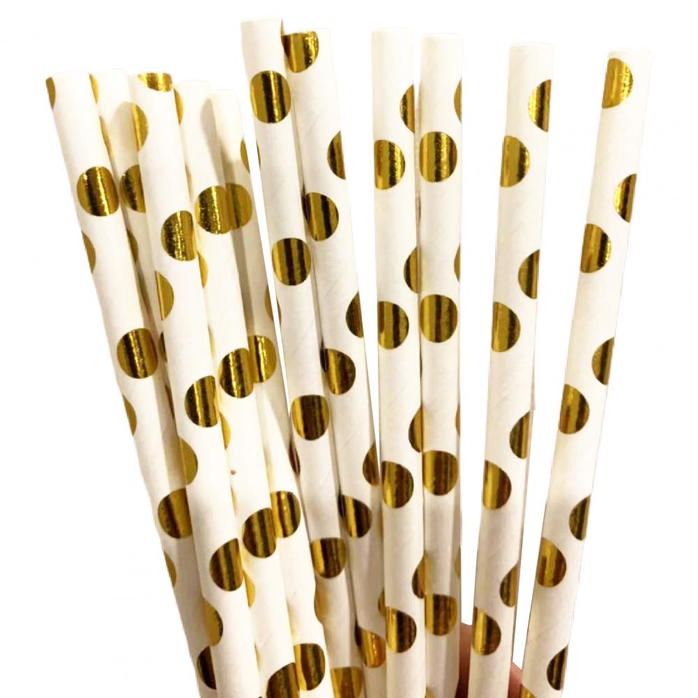 25Pcs/Bag Paper Drinking Straw Wide Application Disposable Stylish Stripe Pattern Water Straw for Home