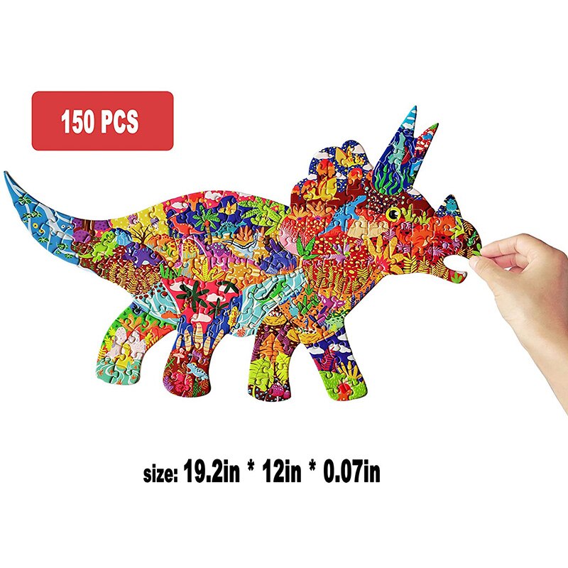 Forme animale Puzzles pour adultes baleine pingouin Triceratops Panda éléphant Lion Puzzle jouets éducatifs pour enfants plancher Puzzle: Triceratops