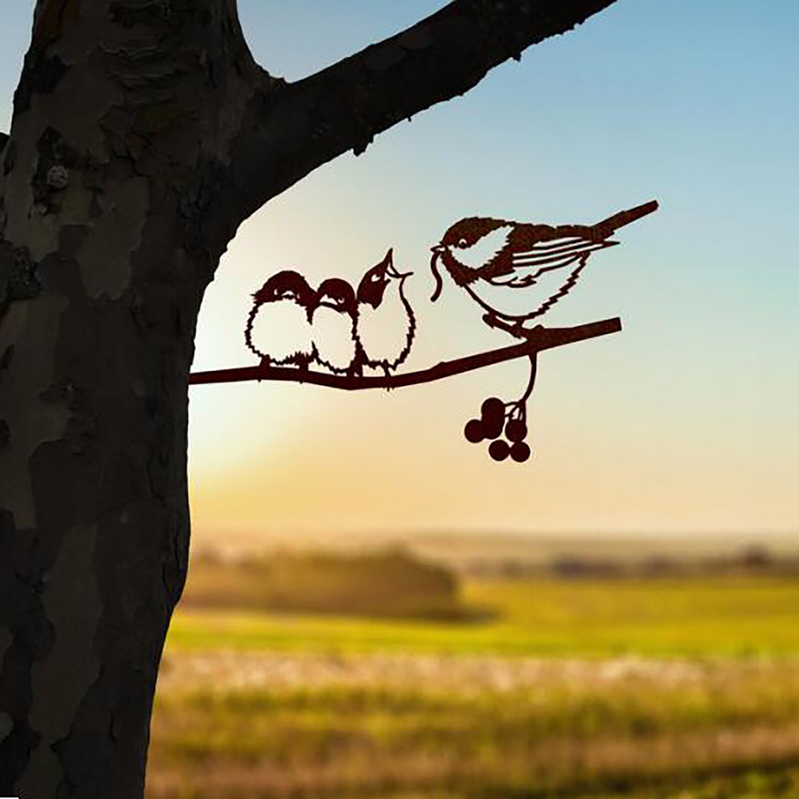 Neue Produkte Hof Kunst Baum Vogel Ebene Kunst Garten Metall Baum Edelstahl Kunst Metall Vogel Hause Dekoration Garten Anhänger