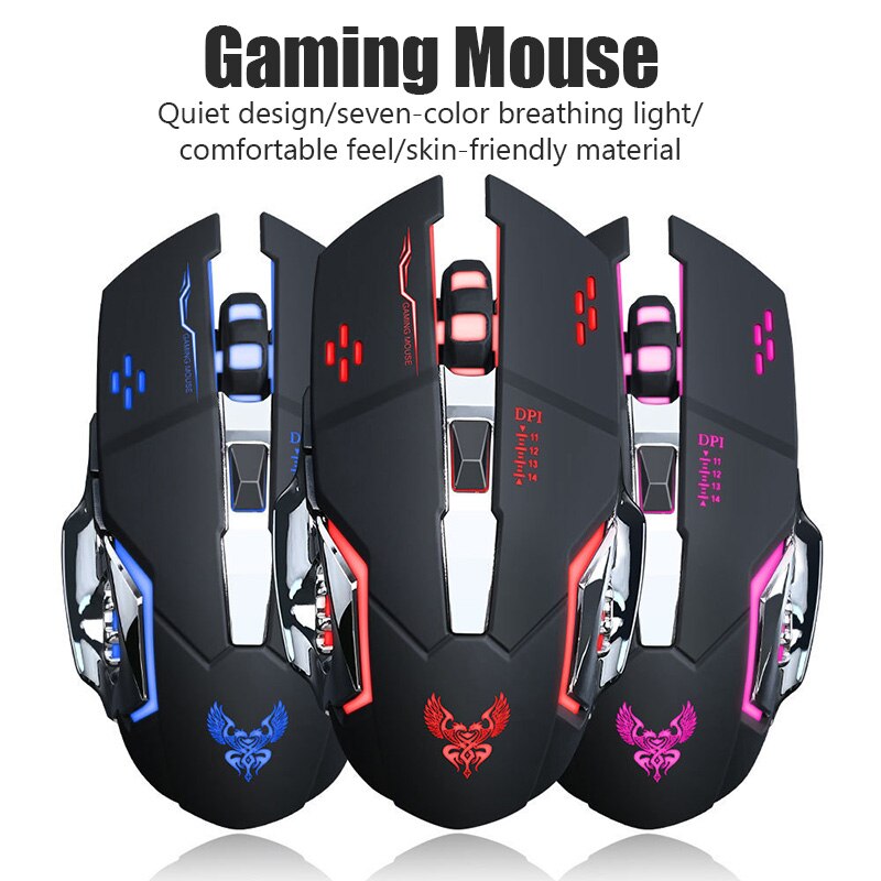 Ergonomic Gaming Mouse LED 4000 DPI Adjusted USB Computer Mouse Gamer RGB Mice Silent Mause With Backlight Cable For PC Laptop