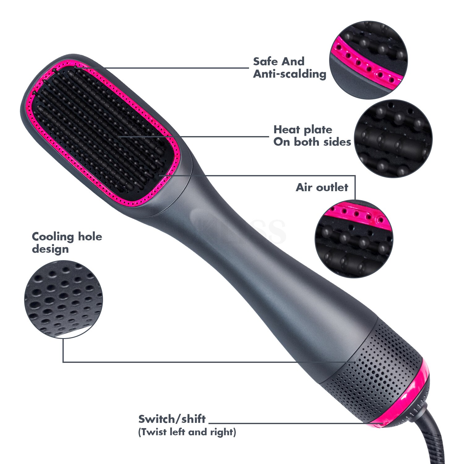 Hair Dryer Brush One Step Hair Blower Brush Smoothing Air Brush Travel Blow Dryer Comb Hairdryer Hairbrush