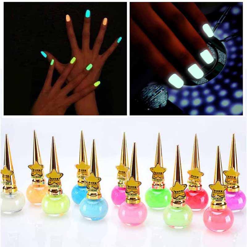 Vernis à ongles en Gel Fluorescent, Non toxique, 12 couleurs, néon lumineux, 14ML, à la , brille dans la nuit, pour femmes et enfants