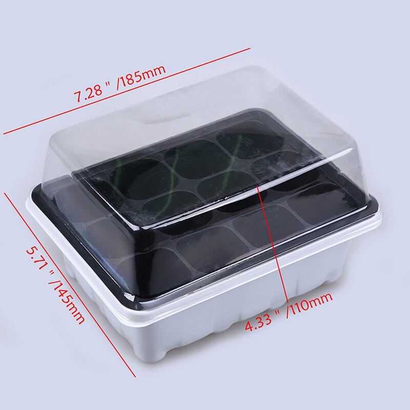 3PCS 12/24Cells Growth Trays with Cover Mini Propagator Seedling Tray for Seed Starting Growing Plants Gardening Nursery Pots: 12 holes-white