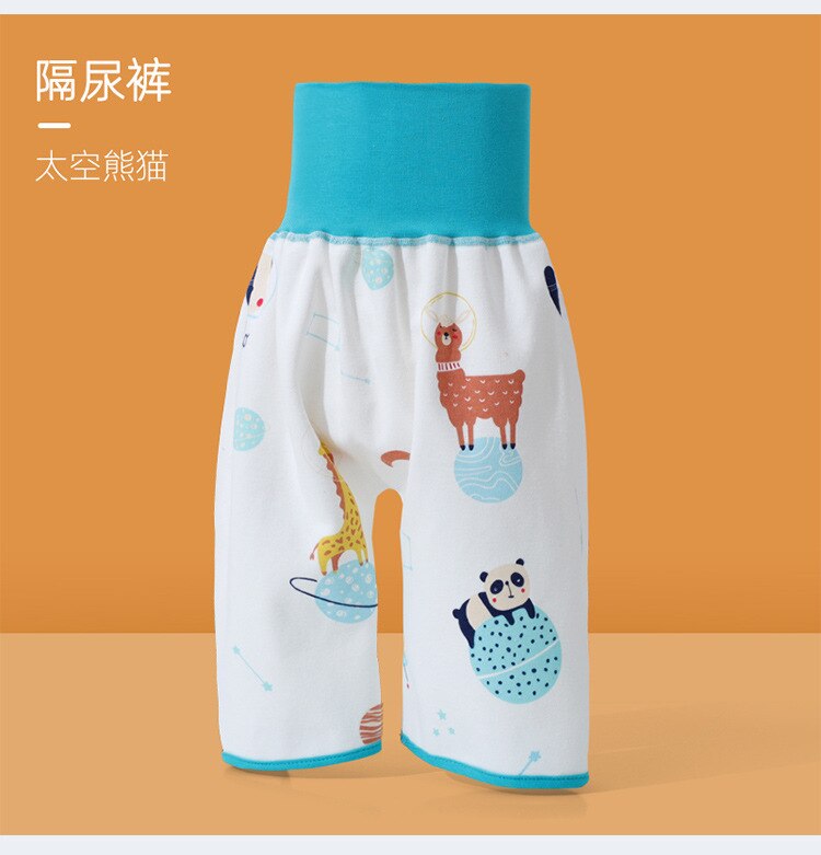 Baby bed wetting proof diaper training pants children&#39;s waterproof washable diaper pants diaper skirt cloth diaper pants: Pants-Space Panda