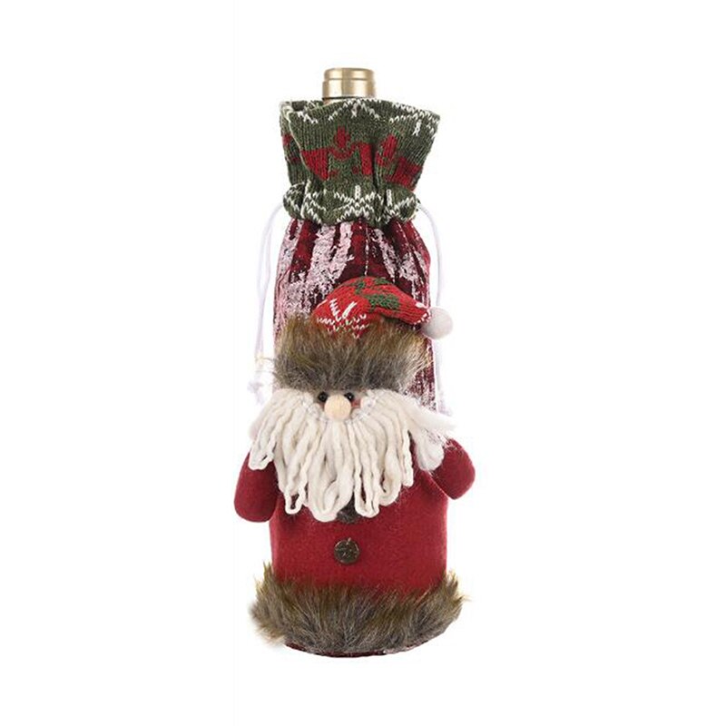 Kerstmis Champagne Cover Gebreide Kerstman Wijnfles Cover Creatieve Xmas Decoraties: style 1