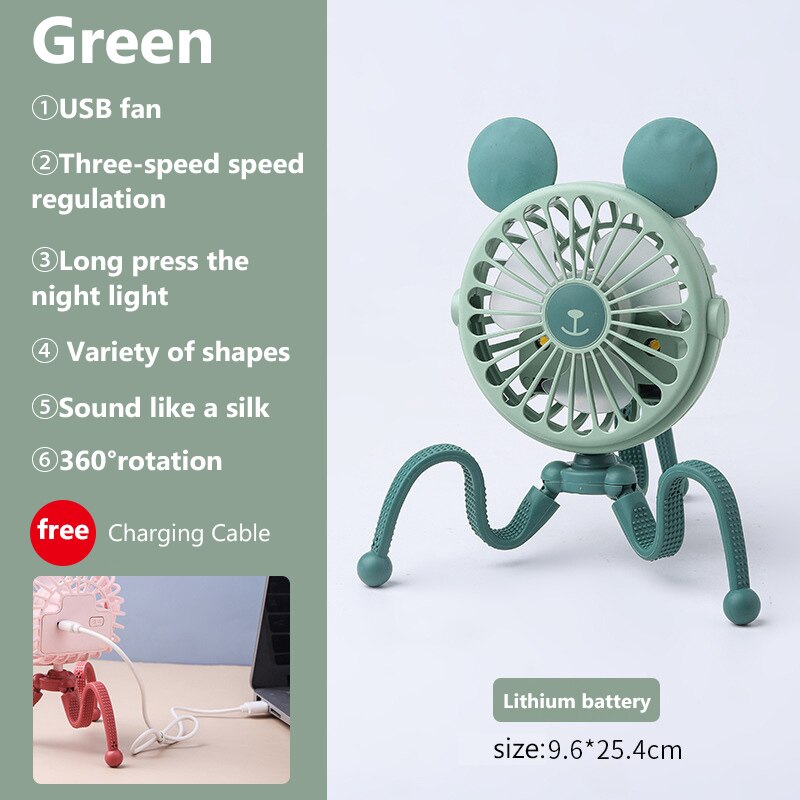 Ventilateur Portable pour siège de voiture, 500mAh, Rechargeable par USB, Mini accessoires pour poussette: WJ3794O