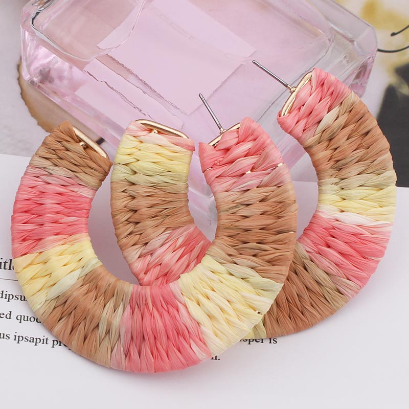 Big Circle Hollow Heart Earrings for Women Geometric Round Bohemian Dangle Earrings Trendy Statement Jewelry: Light Yellow Color