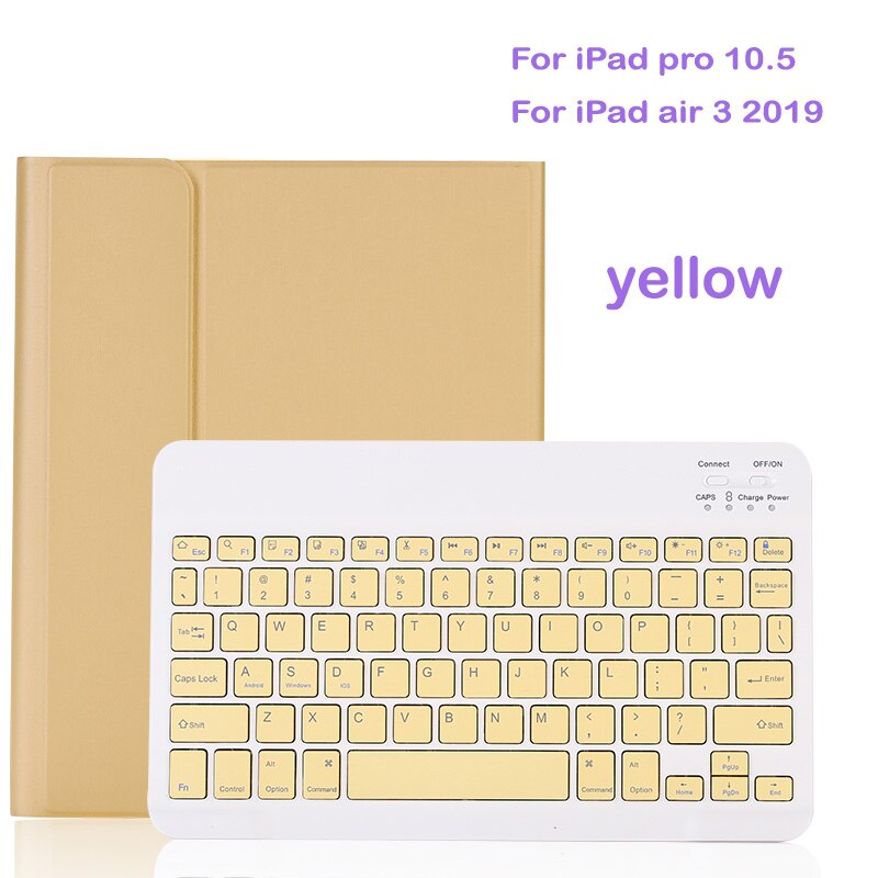 Case For iPad 10.2 9.7 5th 6th 7th Generation bluetooth Keyboard Case for iPad Air 1 2 3 Pro 10.5 11 12.9 Cover: For iPad 10.5 yellow