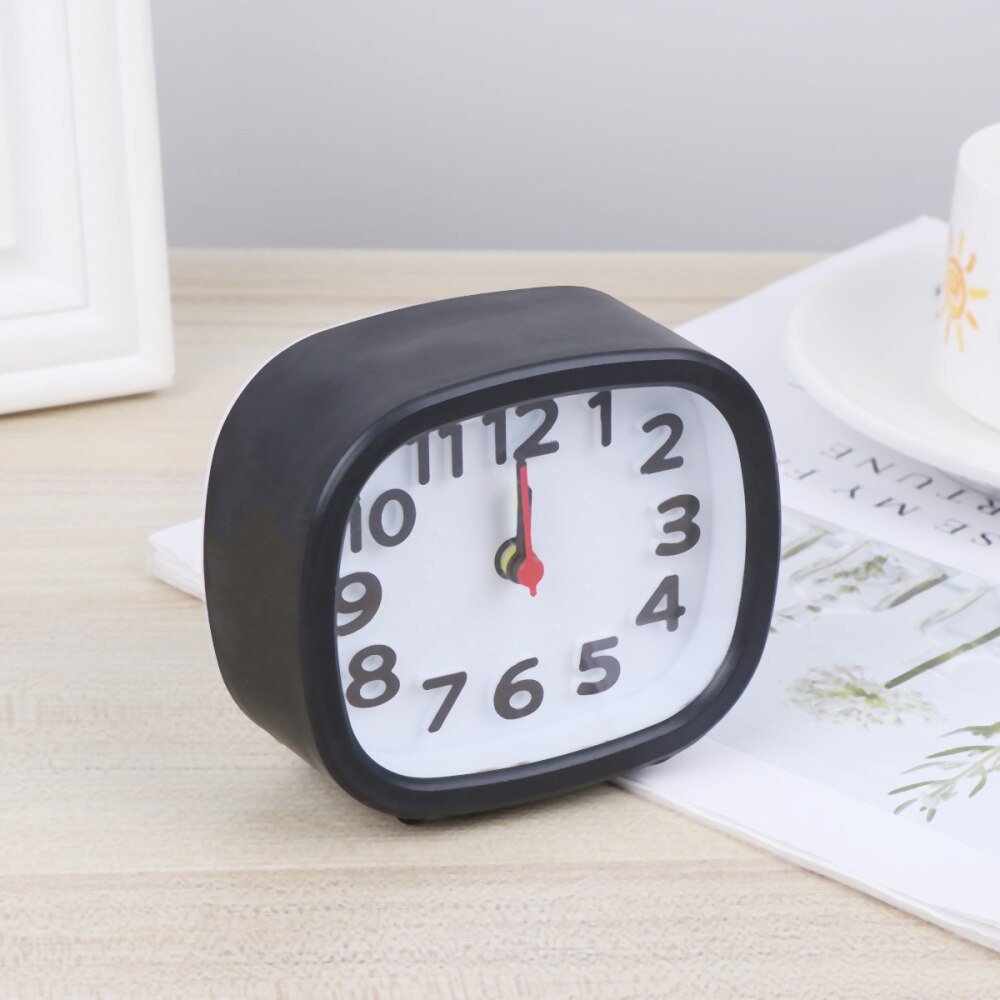 Simple Square Alarm Clock Small Desktop Clock Luminous Hour and Minute Hand Kids Alarm Clock Without Battery (Black)