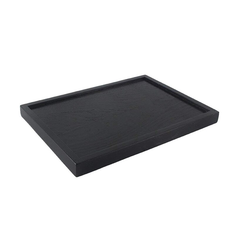 Wooden Serving Tray Tea Dishes Plate- Black