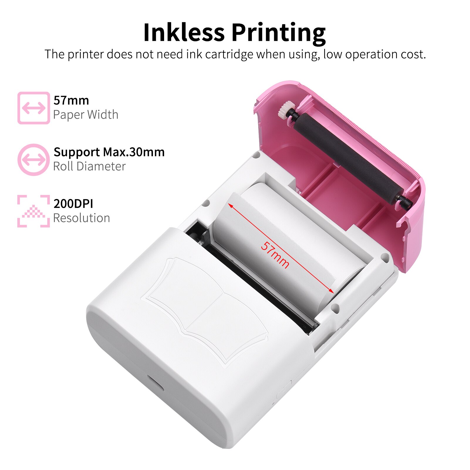 Portable Wireless BT Thermal Photo Printer X3 Mini Pocket Printer Picture Memo Notes Lists Journal Receipt Paper Printer Sticker