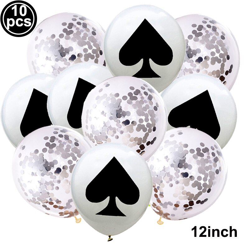 10X Casino Thema Party Decor Confetti Ballon Poker Latex Ballon Set Las Vegas Casino Verjaardag Bruiloft Decor Spades Ballen: P