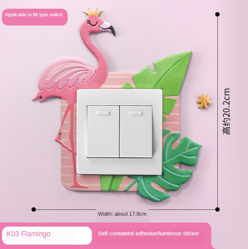 Luminous Cartoon Switch Sticker 3D Silicone On-off Switch Sticker DIY Decoration Fluorescent Livingroom Kids Room Switch Cover: white