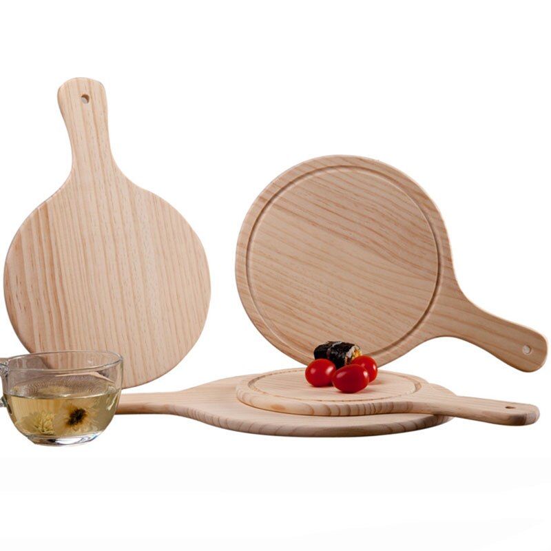 Houten Pizza Board Ronde Met Hand Pizza Bakplaat Pizza Steen Snijplank Platter Pizza Cake Bakvormen Gereedschap