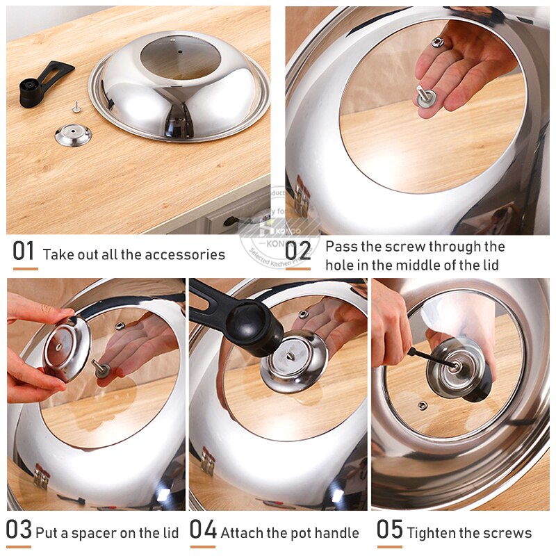 30/32/34/36cm pokrywka robić patelni zapobiegająca oparzeniom pokrywka garnka parowego wymieniona pokrywka z uchwytem widoczna szklana kopuła wok pokrywa akcesoria kuchenne