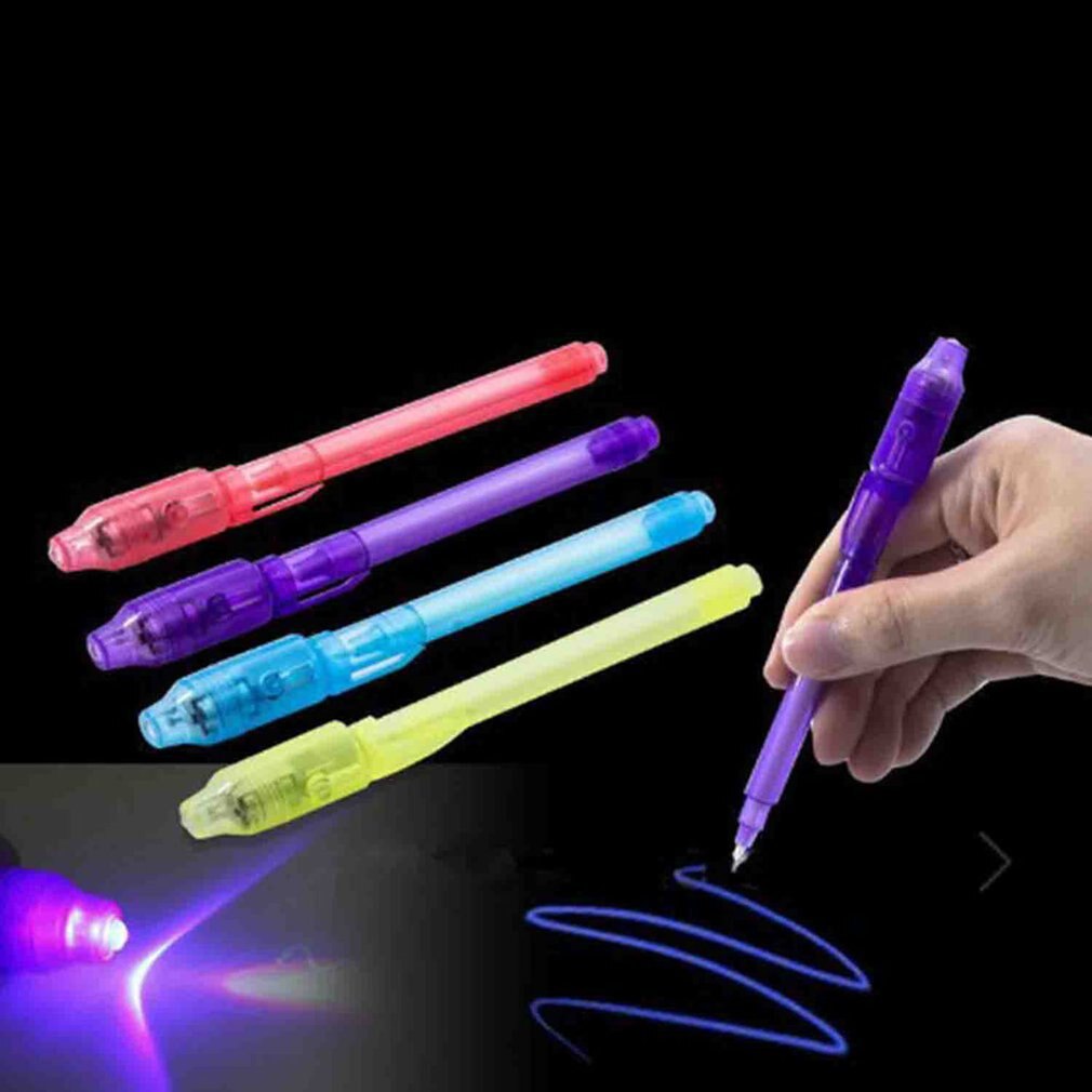 Magical 2 In 1 UV Graffiti Black Light Pen Combo Stationery Invisible Ink Pen Marker Pen Highlighter Office Fluorescent