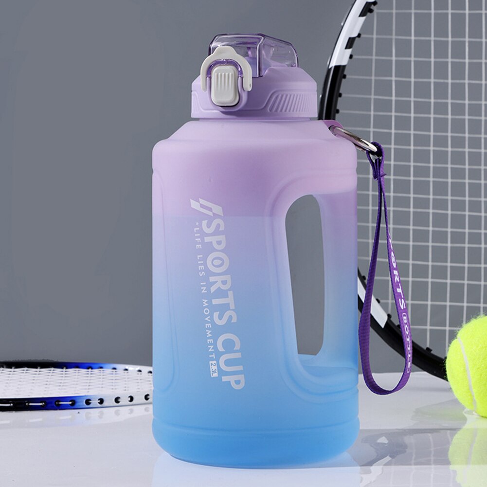 2.3L Fitness Water Bottle Outdoor Gym Workout Exercise Sports Leakproof Drinking Frosted Cup with Time Scale Drinkware