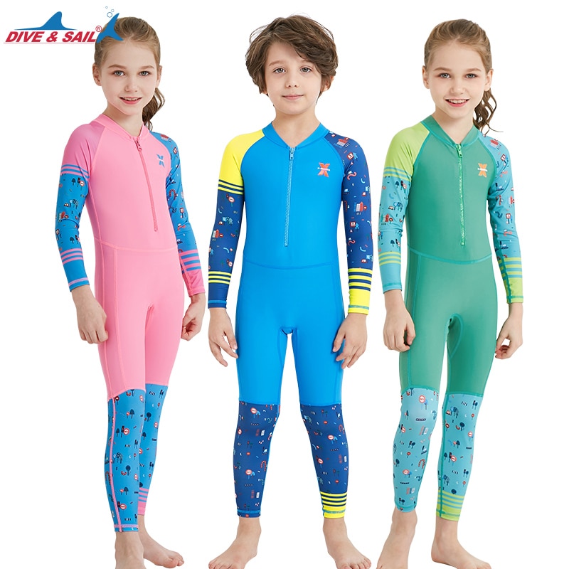 Lycra Dive Skin Wetsuit for Kids Boys Girls One Piece Swimsuit Full Body Sun UV Protection UPF 50+ Swimwear Bath Suit Children