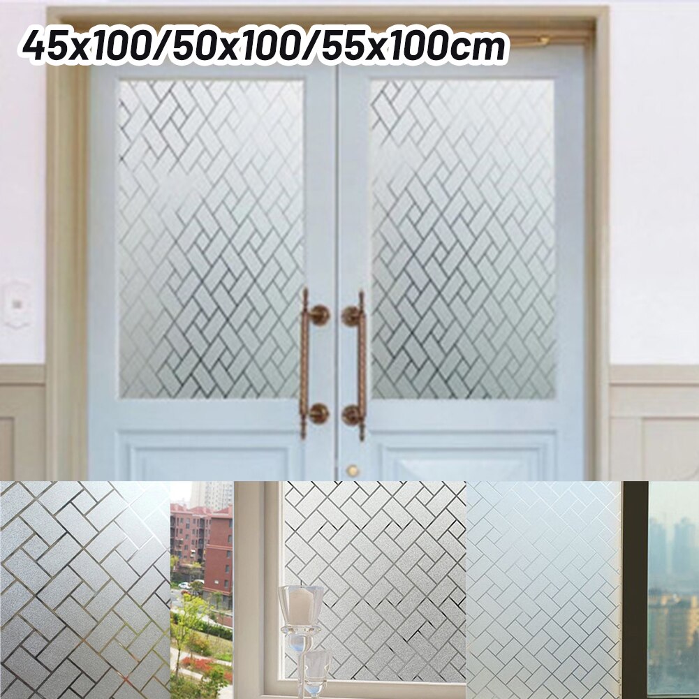 Opaque Window Sticker Window Covering Film Frosted Static Privacy Decoration For UV Row Grid Electrostatic Glue-Free Glass Film
