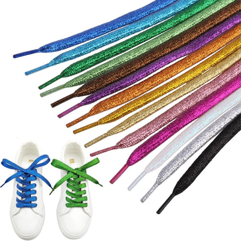Cordones brillantes para zapatos, color dorado y plateado, 110cm, 1 par