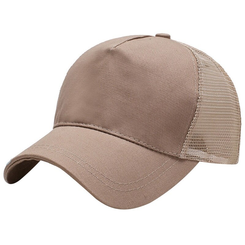 Unisex sportpet, snel drogend, ademend katoenen mesh pet, gebogen rand, zonneklep, verstelbare snapback pet voor hardlopen en vissen: Khaki