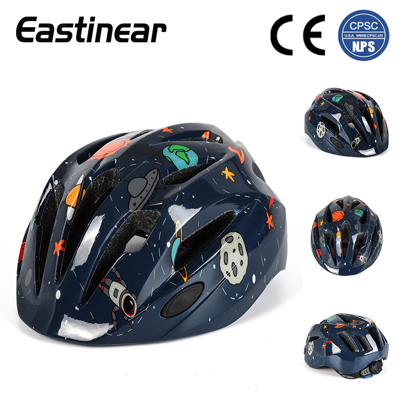 Eastinear-Children's Safety Helmet Cartoon Sports Cycling Balance Car Skateboard Protection One-piece Cycling Helmet: dark blue