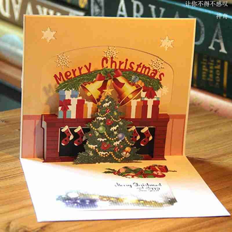 3D Vouwen Type Lase Card Kerst Verjaardag Bruiloft Papier Kerst Verjaardag Cadeau Card Uitnodigingen Wenskaart A4W3