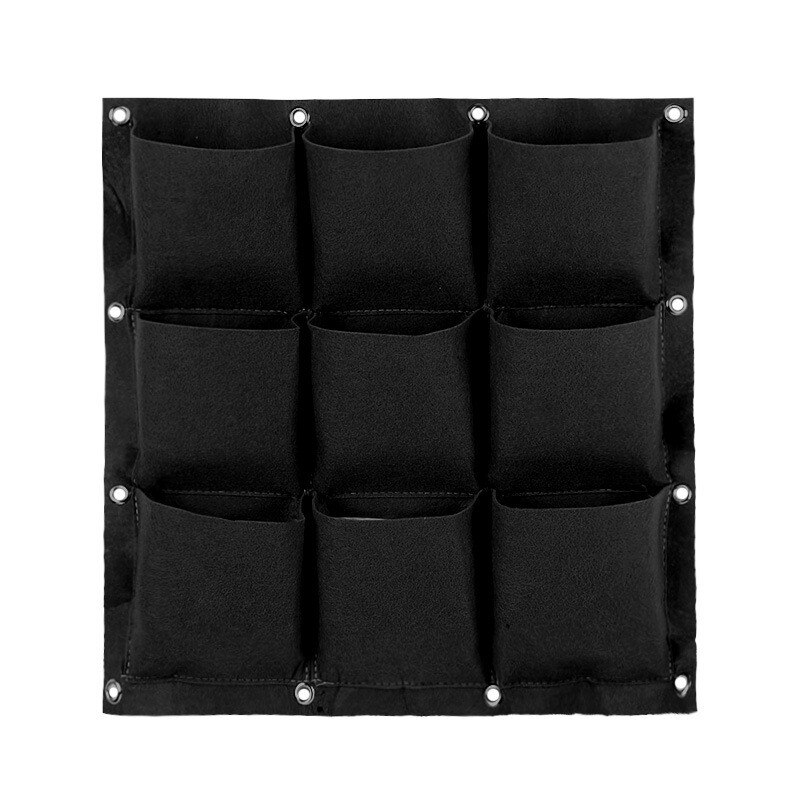 Bolsas de plantación para colgar en la pared, macetero Vertical para jardín, cultivo de plantas verdes, bolsa de vida vegetal, bolsas de suministros, 6/9/12/18 bolsillos: Black 9 pockets