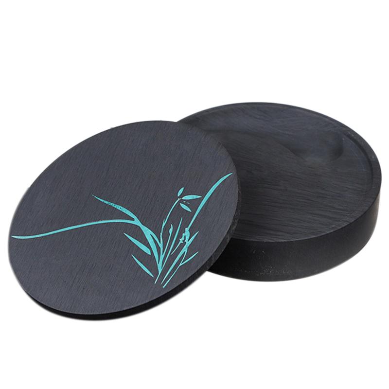 1 Set Round Inkstone Chinese Calligraphy Ink Stone Sumi Painting Inkslab