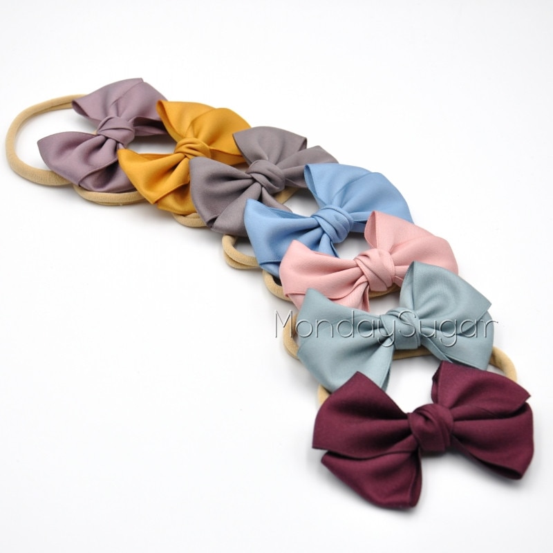 20pcs/lot 3.5inch Handmade Baby Bows Nylon Headband Baby Girl Hair Accessory Infant Hair Band