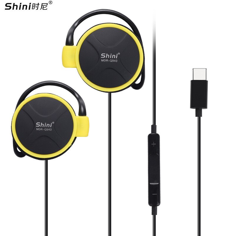 Shini-auriculares Q940 con conector tipo C, cascos deportivos de 3,5mm con gancho para la oreja para reproductor de música Mp3, ordenador y teléfono móvil,