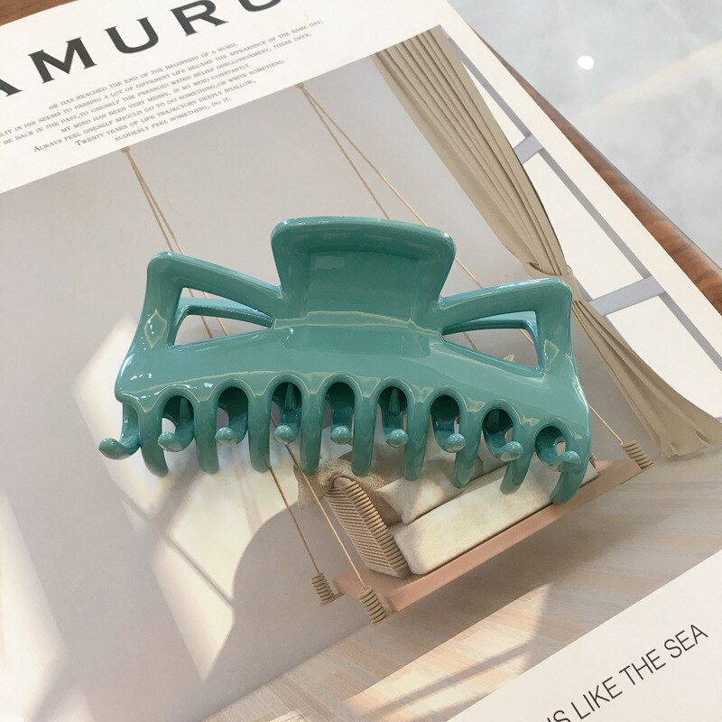 Huanzhi 2020 elegante grande resina multicolorido hairpins banho de cabelo captura tubarão clip para meninas acessórios de cabelo estilo de cabelo fazer: J-11x5.5cm