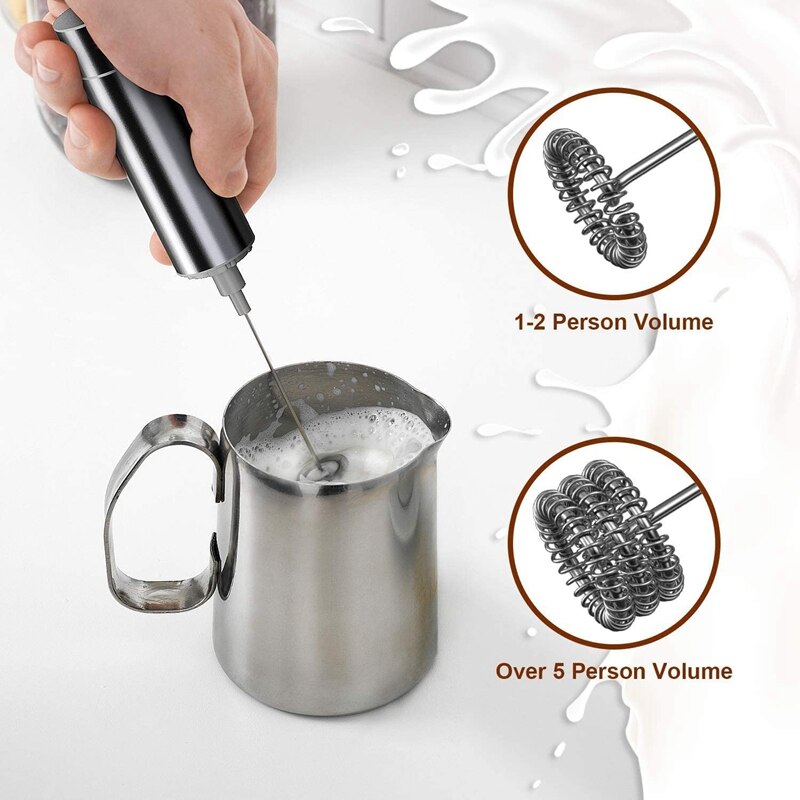Milk Frother Handheld Three-Layer of Whisk- Battery Operated Electric Foam Maker for Coffee, Cappuccino, Chocolate