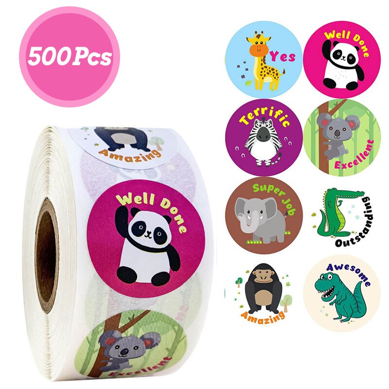 500pcs/roll Di Natale Sticker Seal Etichette Adesivi 8 Disegni Del Modello Del Fumetto Adesivo Ricompensa Per I Bambini Giocattoli Regalo Impermeabile: 500Pcs F