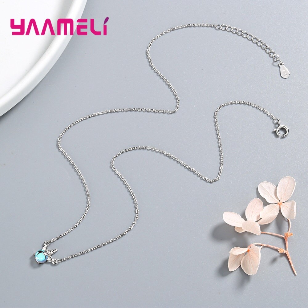 Fine Necklace Lovely Monster Shaped Pendant 925 Sterling Silver Jewelry Trend for Women Girls Daily Dating Appointment