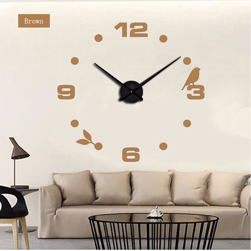 Grande horloge murale 3d auto-adhésive | Horloge numérique murale de grande taille, Style moderne comme d'anniversaire, ,: chocolate / 47inch