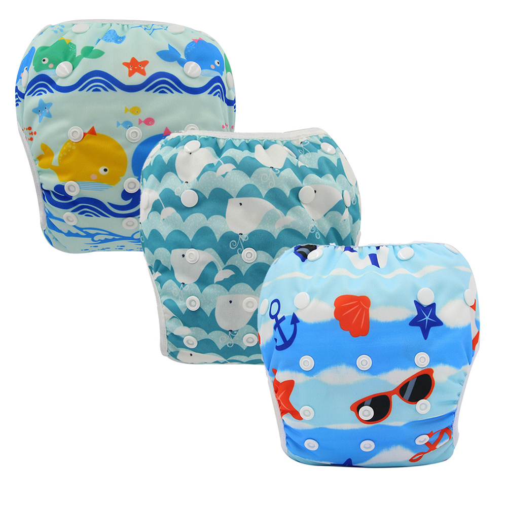 Ohbabyka – couche de bain réutilisable pour bébé et tout-petit, couche-culotte ajustable, taille unique, , de réception pour bébé, 3 paquets, nouveauté été: 607275