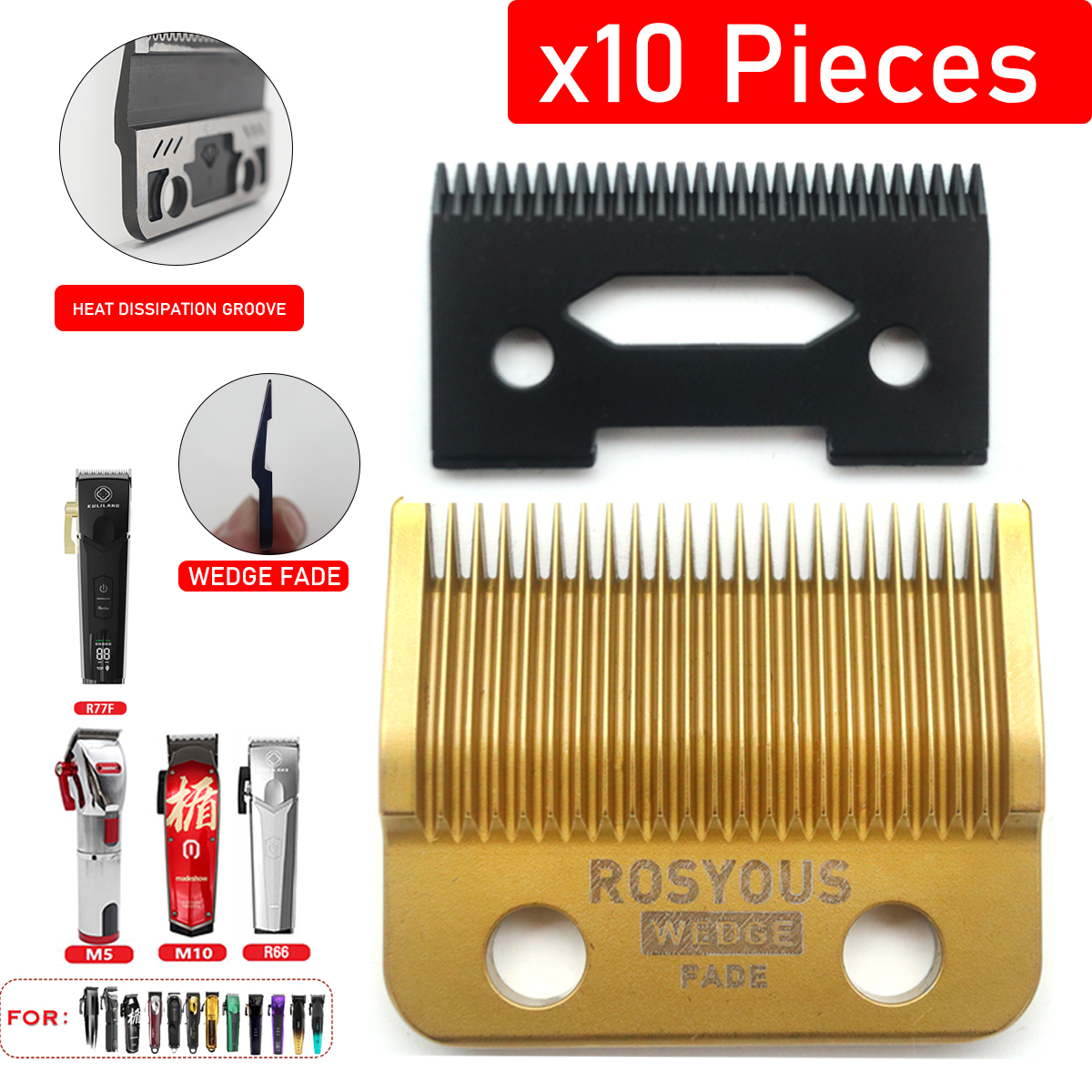 DLC FADE Blade Replacement for 2020C KULILANG VGR V003 Madeshow M10 Hair Clipper Titanium Plated Ceramics Blade