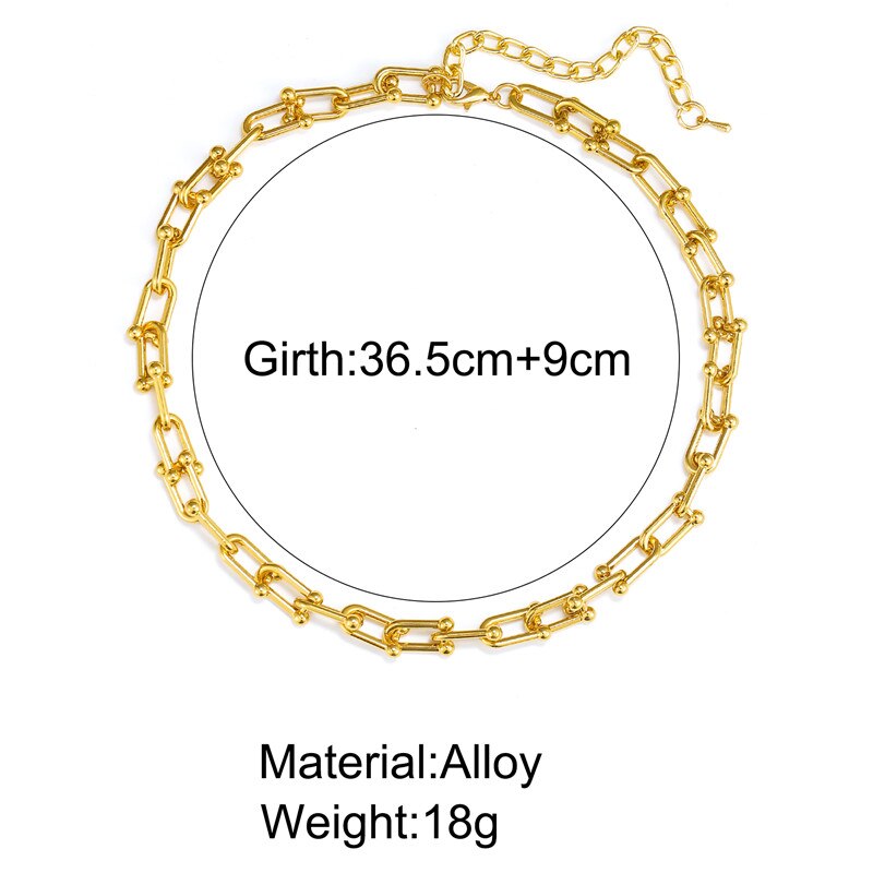 17KM Gothtic U Shape Thick Chain Choker Necklaces For Women Men Gold Chain Link Chunky Necklaces Jewelry