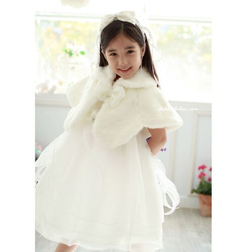 Capa de piel sintética para niñas, Bolero de boda, Tippet, para dama de honor, 2-13 años