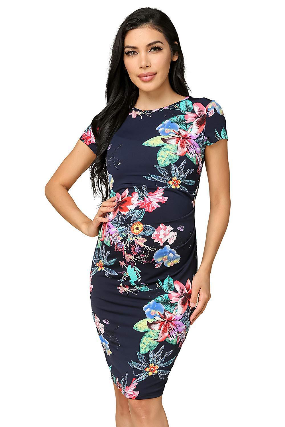 Kyle Keith Floral Cotton Slim Dress Women Maternity Clothes Plus Size Vestido Premama Pregnant Dress