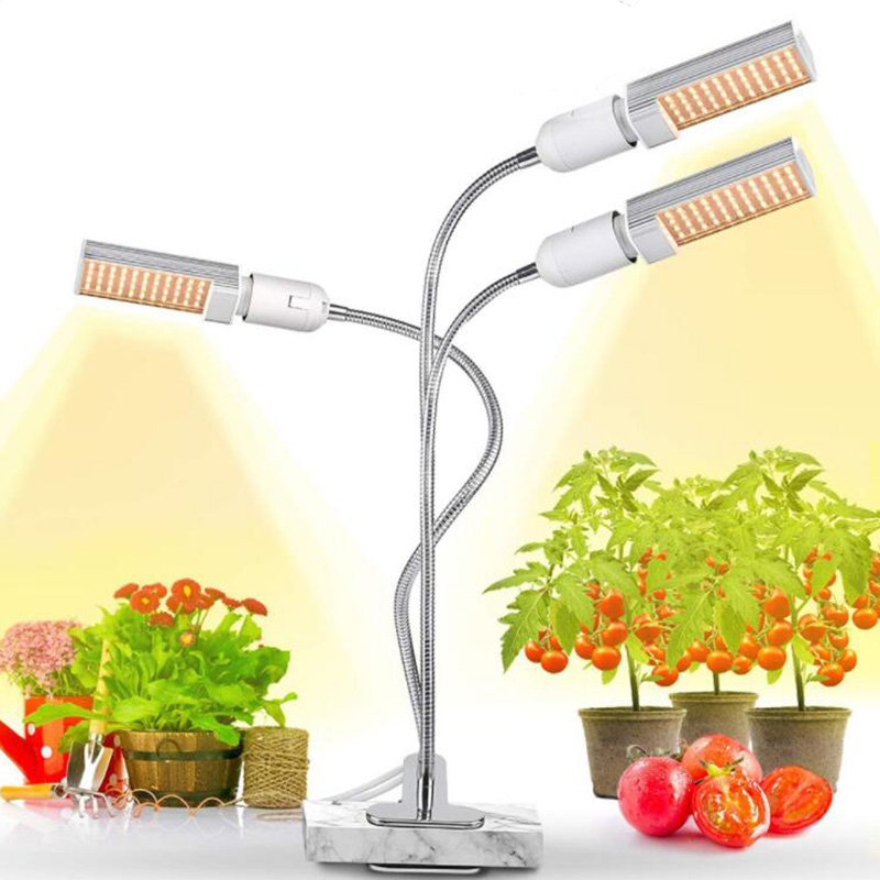 Fullt spekter 3 hode led vokse lys vekst fyto lampe voksende lys innendørs planter frø drivhus voksende usb timer klipp rom