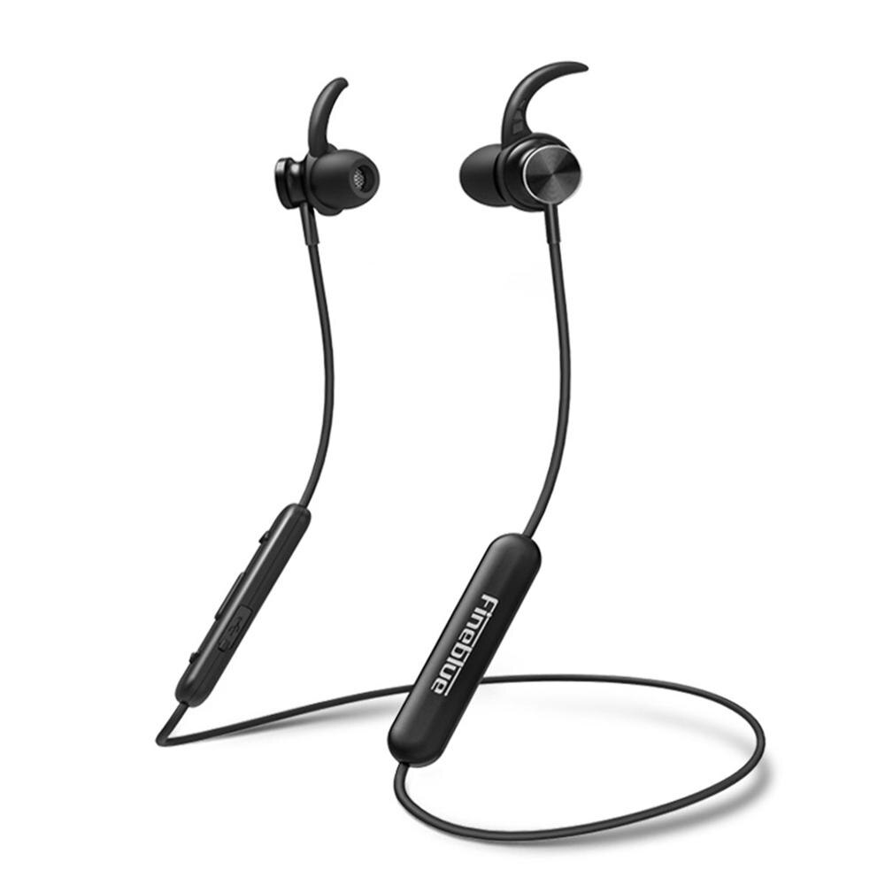 Fineblue Sport Oortelefoon Magnetische Draadloze Bluetooth Headset Nekband Sport Hoofdtelefoon Stereo Bass Oortelefoon Oordopjes Met Microfoon: Black NO BOX