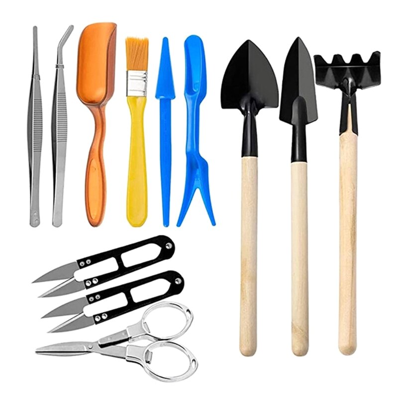 Juego de herramientas de jardinería para el hogar, accesorios para trasplantar, Mini bonsái duradero, portátil, N1HF, 12 unids/set