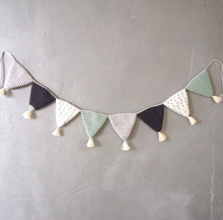 Nordique pur coton à la main au Crochet fanion suspendus drapeau enfants chambre décoration maison tenture murale décor bébé: 3